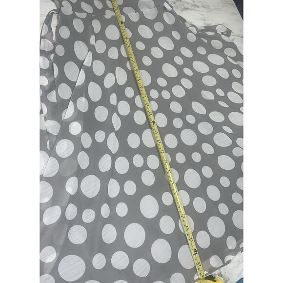 MSK Polka Dot Dress Women Size 16 Gray A Line Sleeveless Midi Length Chiffon - Picture 11 of 14